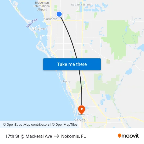 17th St @ Mackeral Ave to Nokomis, FL map