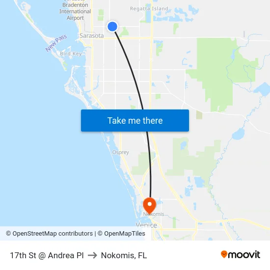 17th St @ Andrea Pl to Nokomis, FL map