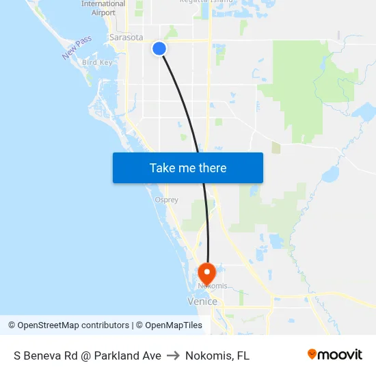 S Beneva Rd @ Parkland Ave to Nokomis, FL map
