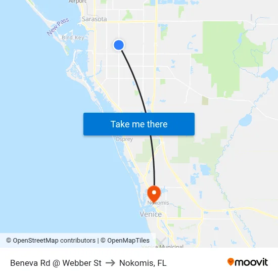 Beneva Rd @ Webber St to Nokomis, FL map