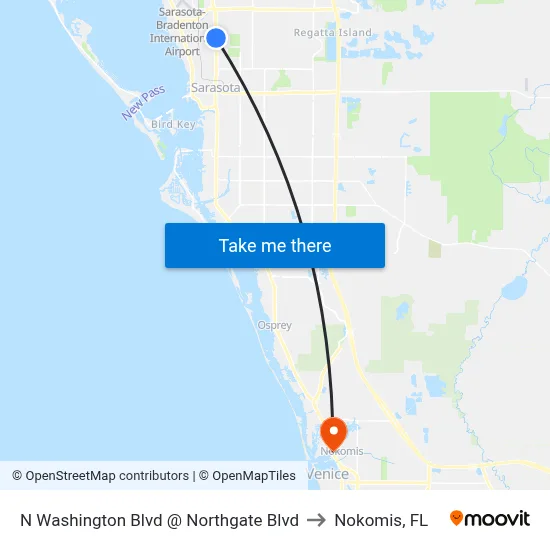N Washington Blvd @ Northgate Blvd to Nokomis, FL map