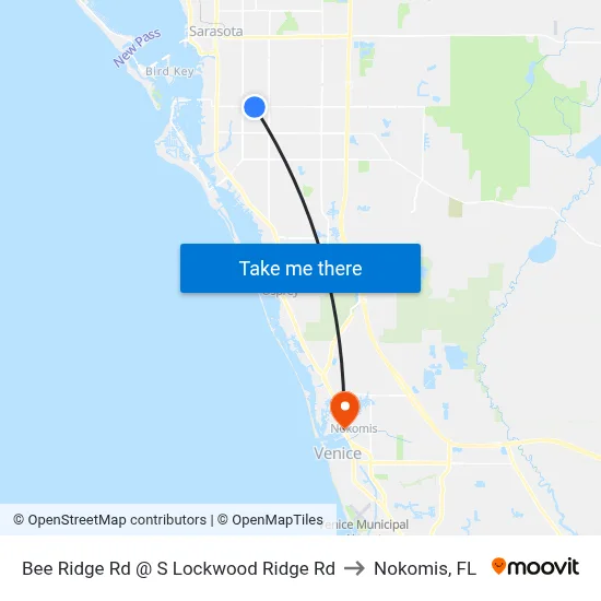 Bee Ridge Rd @ S Lockwood Ridge Rd to Nokomis, FL map