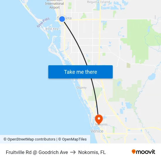 Fruitville Rd @ Goodrich Ave to Nokomis, FL map