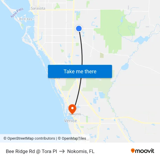 Bee Ridge Rd @ Tora Pl to Nokomis, FL map
