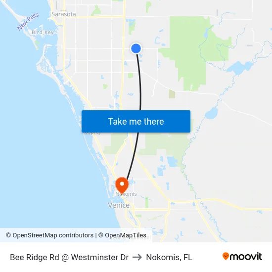 Bee Ridge Rd @ Westminster Dr to Nokomis, FL map