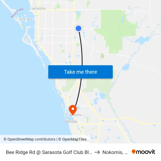 Bee Ridge Rd @ Sarasota Golf Club Blvd to Nokomis, FL map