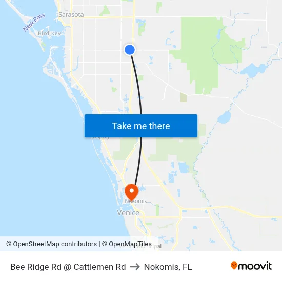 Bee Ridge Rd @ Cattlemen Rd to Nokomis, FL map