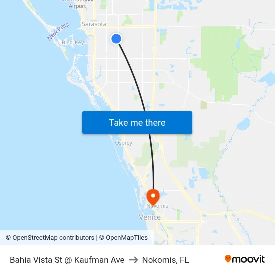 Bahia Vista St @ Kaufman Ave to Nokomis, FL map