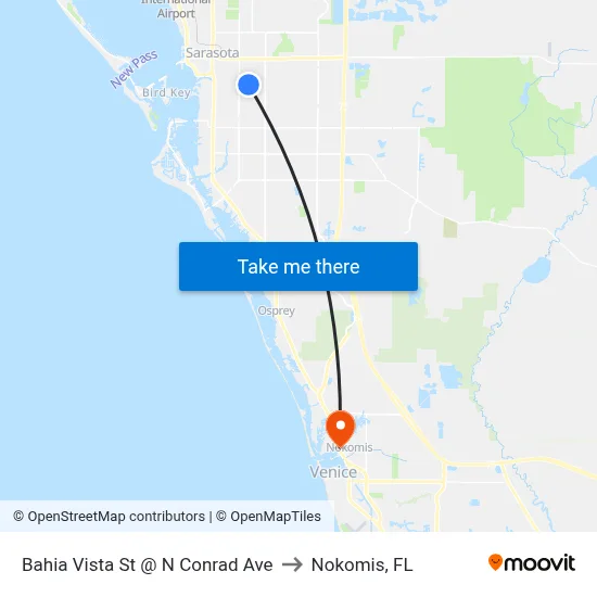 Bahia Vista St @ N Conrad Ave to Nokomis, FL map