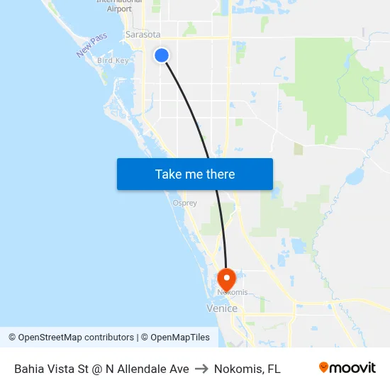 Bahia Vista St @ N Allendale Ave to Nokomis, FL map