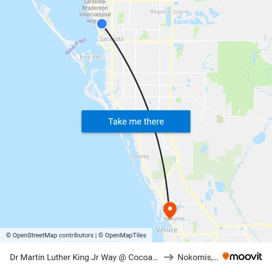 Dr Martin Luther King Jr Way @ Cocoanut Ave to Nokomis, FL map