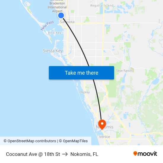Cocoanut Ave @ 18th St to Nokomis, FL map