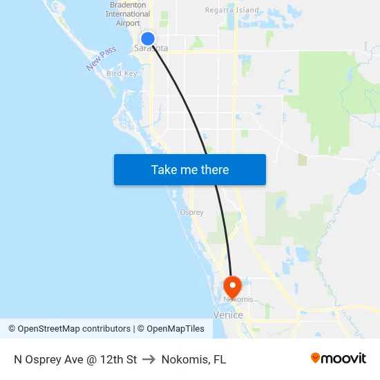N Osprey Ave @ 12th St to Nokomis, FL map