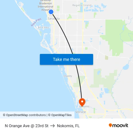N Orange Ave @ 23rd St to Nokomis, FL map