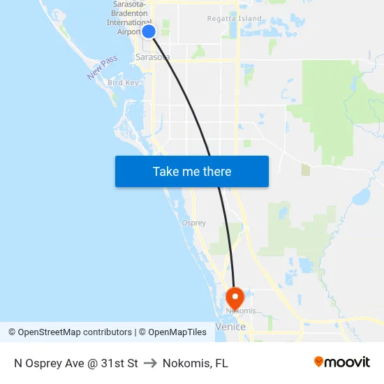 N Osprey Ave @ 31st St to Nokomis, FL map