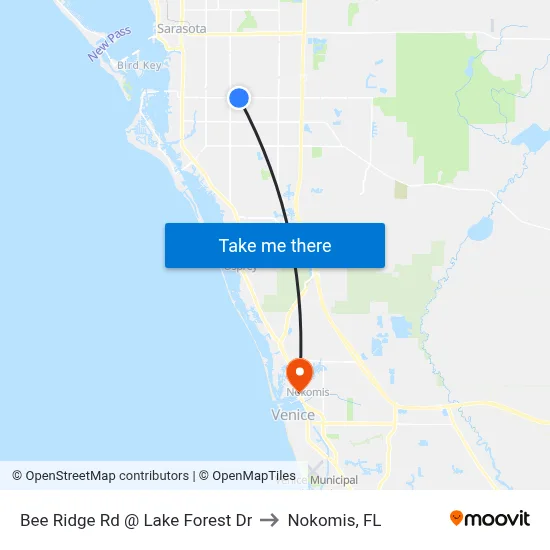 Bee Ridge Rd @ Lake Forest Dr to Nokomis, FL map