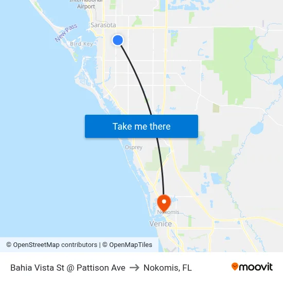 Bahia Vista St @ Pattison Ave to Nokomis, FL map