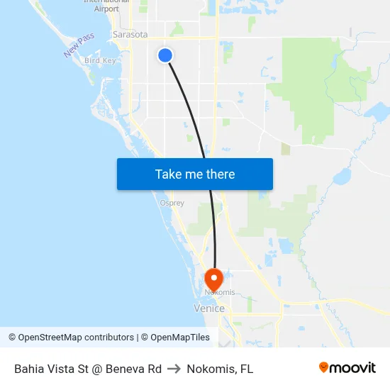 Bahia Vista St @ Beneva Rd to Nokomis, FL map