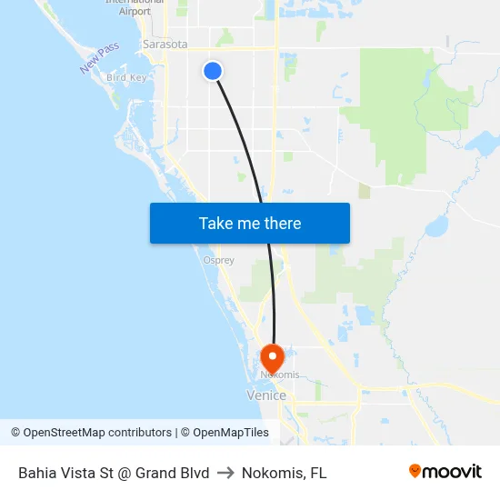 Bahia Vista St @ Grand Blvd to Nokomis, FL map