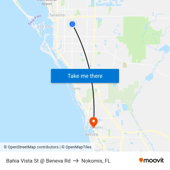 Bahia Vista St @ Beneva Rd to Nokomis, FL map