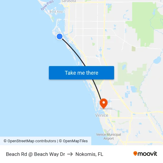 Beach Rd @ Beach Way Dr to Nokomis, FL map