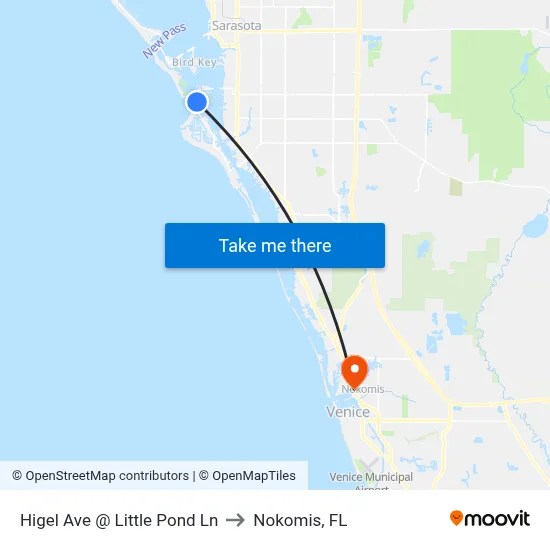 Higel Ave @ Little Pond Ln to Nokomis, FL map