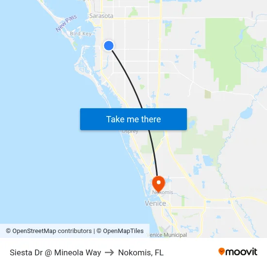 Siesta Dr @ Mineola Way to Nokomis, FL map