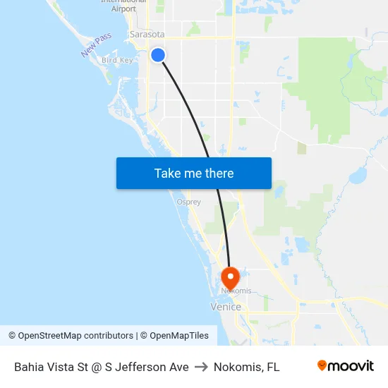 Bahia Vista St @ S Jefferson Ave to Nokomis, FL map