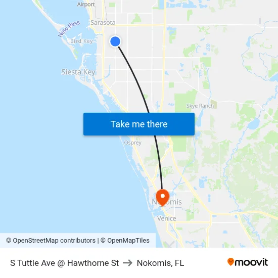 S Tuttle Ave @ Hawthorne St to Nokomis, FL map