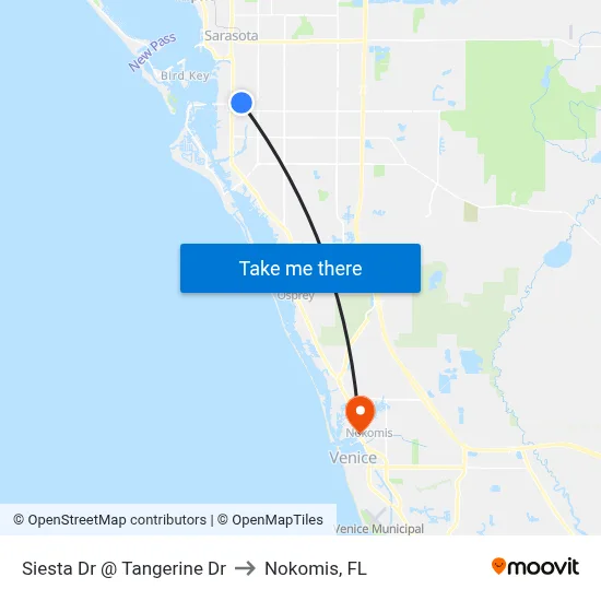 Siesta Dr @ Tangerine Dr to Nokomis, FL map