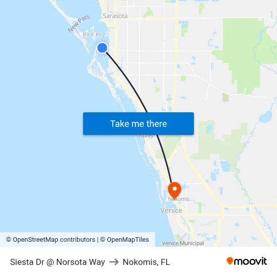 Siesta Dr @ Norsota Way to Nokomis, FL map