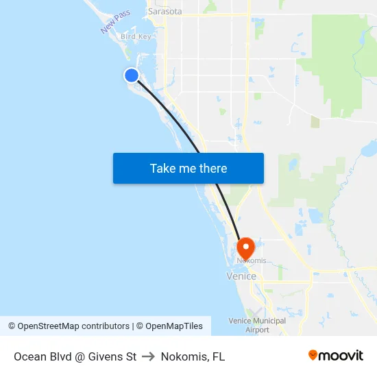 Ocean Blvd @ Givens St to Nokomis, FL map