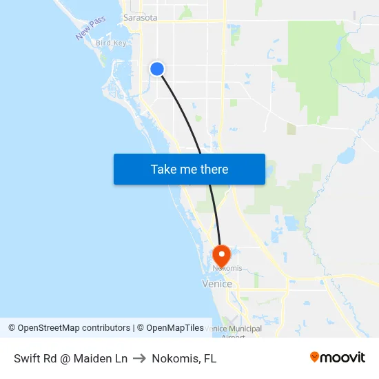 Swift Rd @ Maiden Ln to Nokomis, FL map
