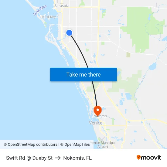 Swift Rd @ Dueby St to Nokomis, FL map