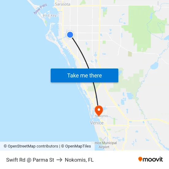 Swift Rd @ Parma St to Nokomis, FL map