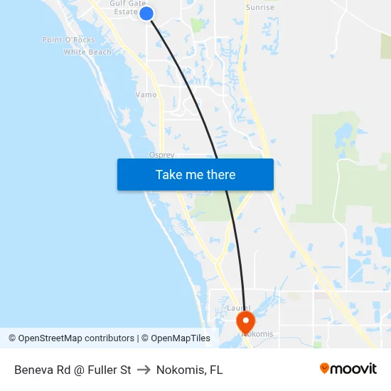 Beneva Rd @ Fuller St to Nokomis, FL map
