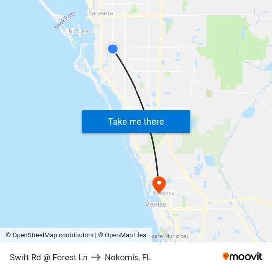 Swift Rd @ Forest Ln to Nokomis, FL map