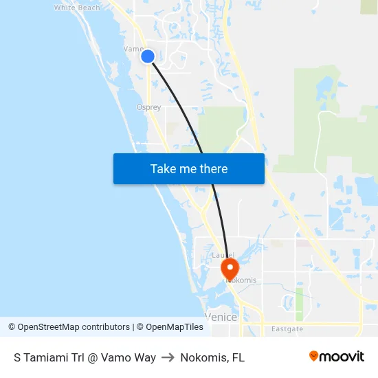 S Tamiami Trl @ Vamo Way to Nokomis, FL map