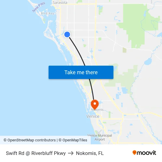 Swift Rd @ Riverbluff Pkwy to Nokomis, FL map