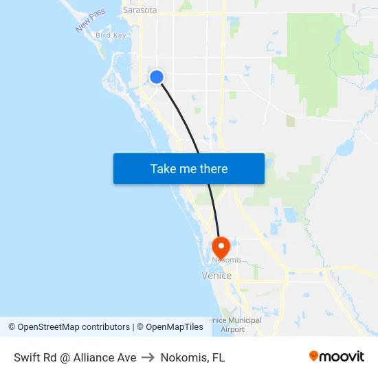 Swift Rd @ Alliance Ave to Nokomis, FL map