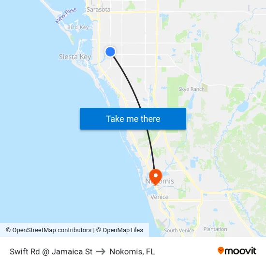 Swift Rd @ Jamaica St to Nokomis, FL map