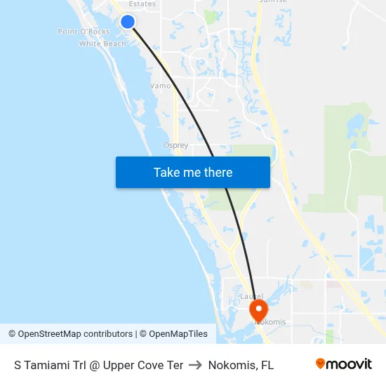S Tamiami Trl @ Upper Cove Ter to Nokomis, FL map