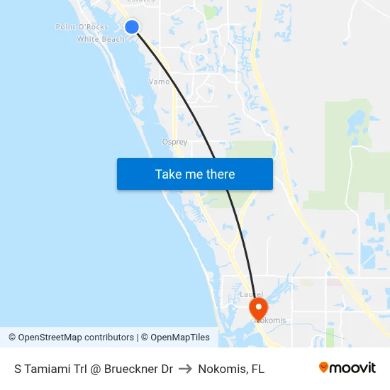 S Tamiami Trl @ Brueckner Dr to Nokomis, FL map
