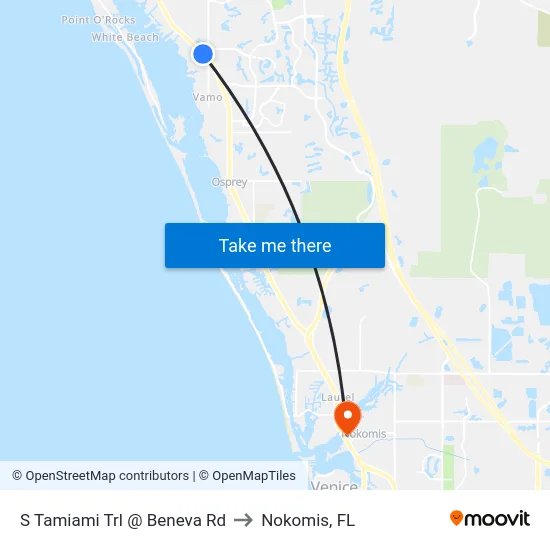 S Tamiami Trl @ Beneva Rd to Nokomis, FL map