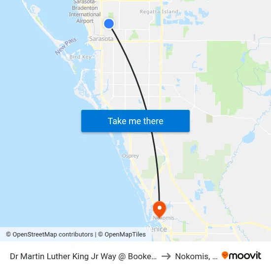 Dr Martin Luther King Jr Way @ Booker Ave to Nokomis, FL map