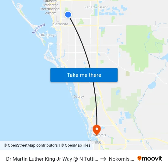 Dr Martin Luther King Jr Way @ N Tuttle Ave to Nokomis, FL map