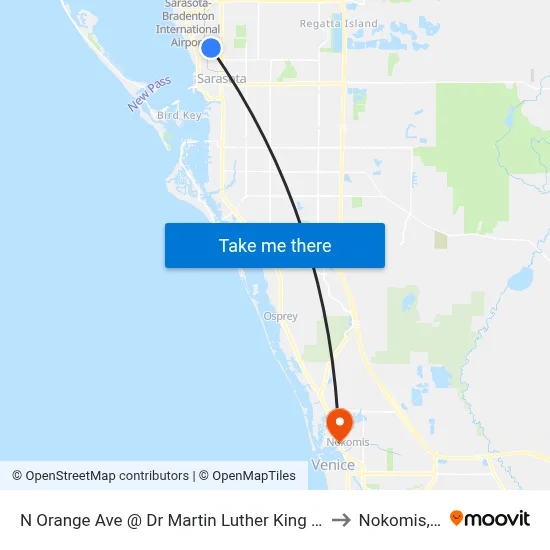 N Orange Ave @ Dr Martin Luther King Jr Way to Nokomis, FL map
