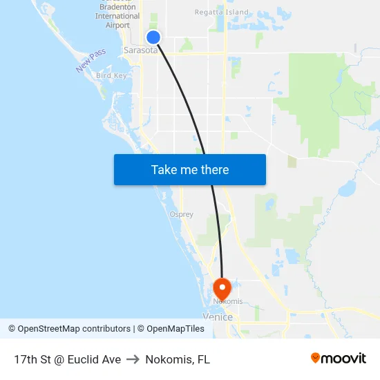 17th St @ Euclid Ave to Nokomis, FL map