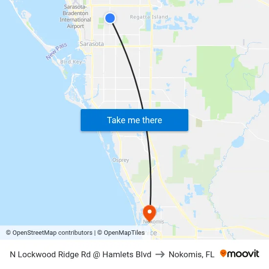 N Lockwood Ridge Rd @ Hamlets Blvd to Nokomis, FL map