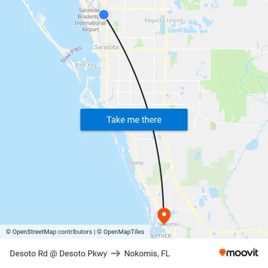 Desoto Rd @ Desoto Pkwy to Nokomis, FL map